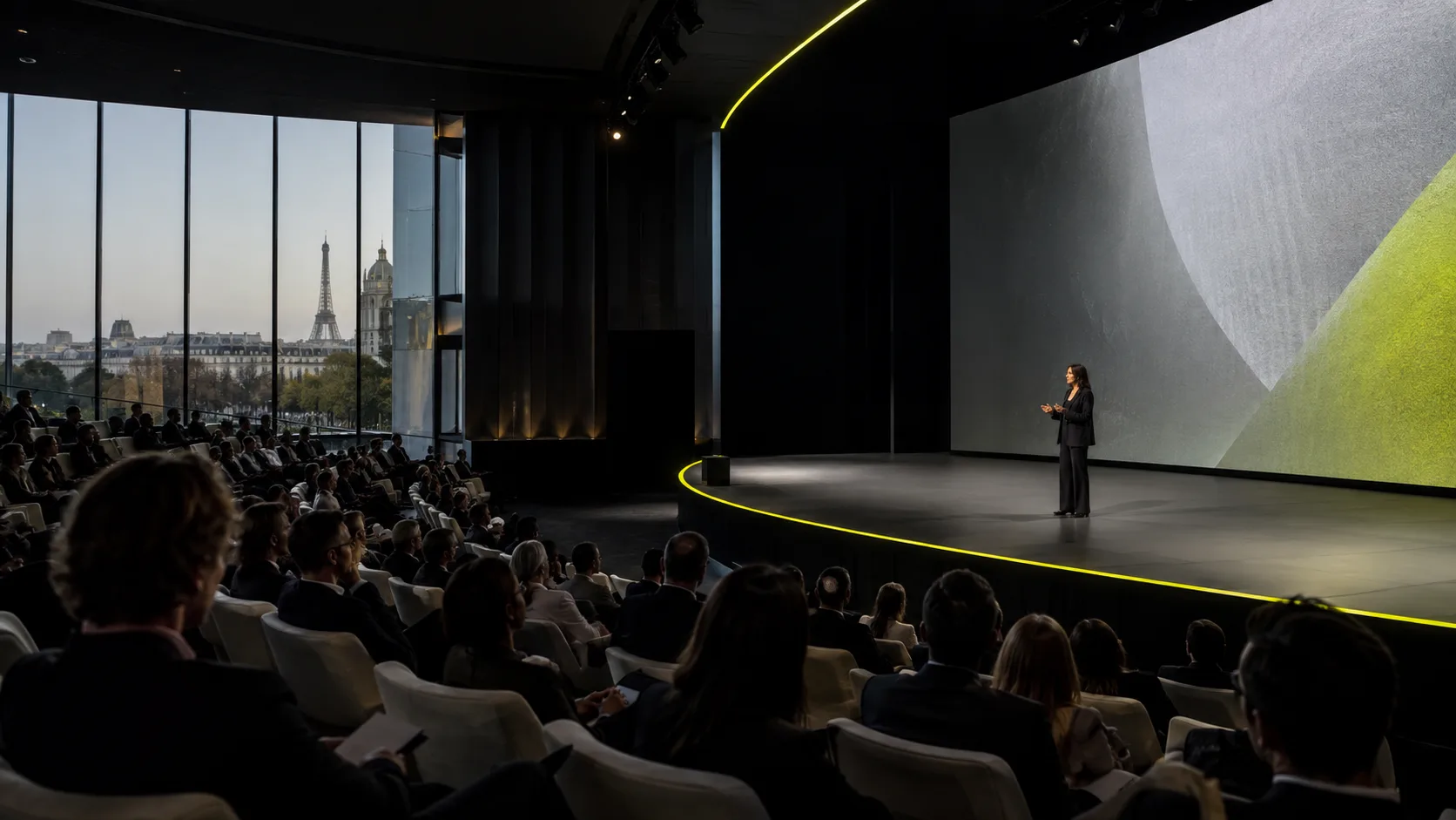 Salle de conférence aménagée pour un événement d’entreprise